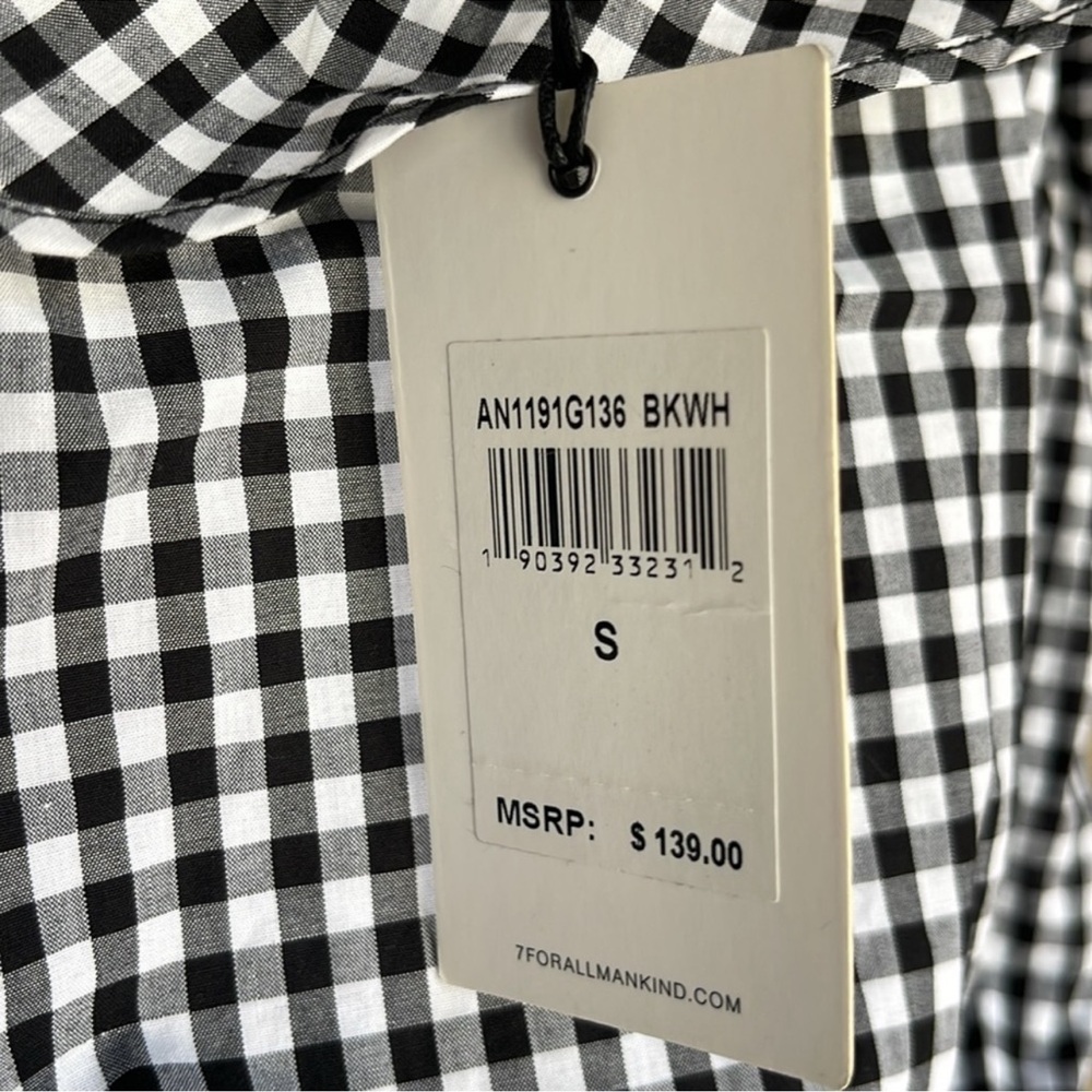 7 for all mankind Black and White Gingham Sleveless Ruffle Top - Picture 5 of 11